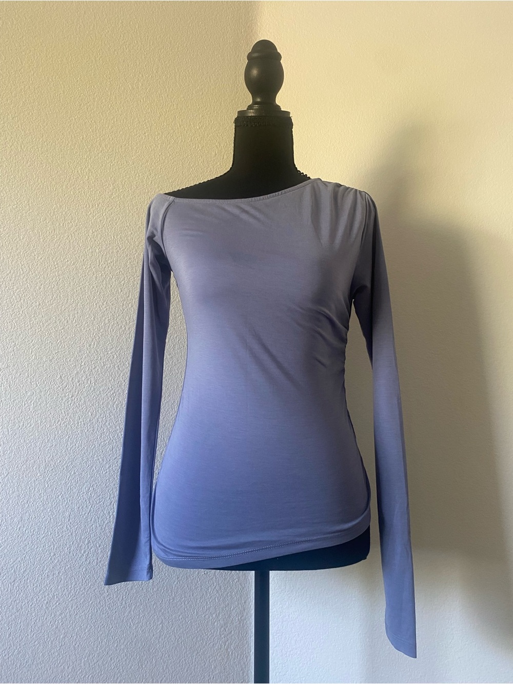 Cotton On Blue Long Sleeve Asymmetrical Off-Shoulder Top